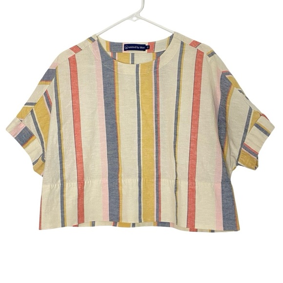 United By Blue Tops - United By Blue Striped Top Blouse Womens Size XS Oversized Linen Cropped Cream